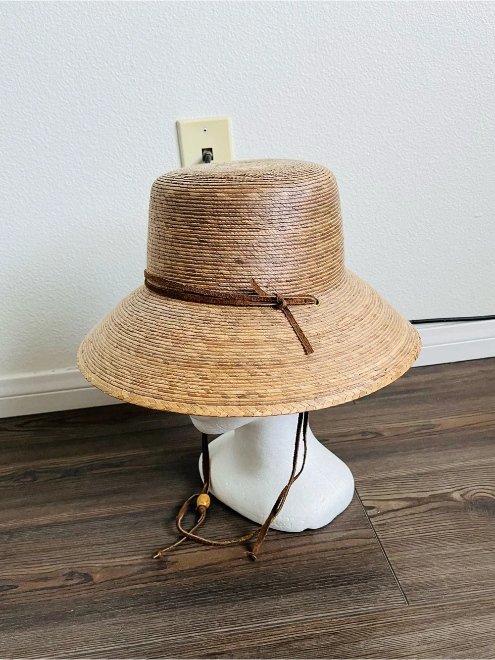 Natural Straw Sun Hat with Leather Tie